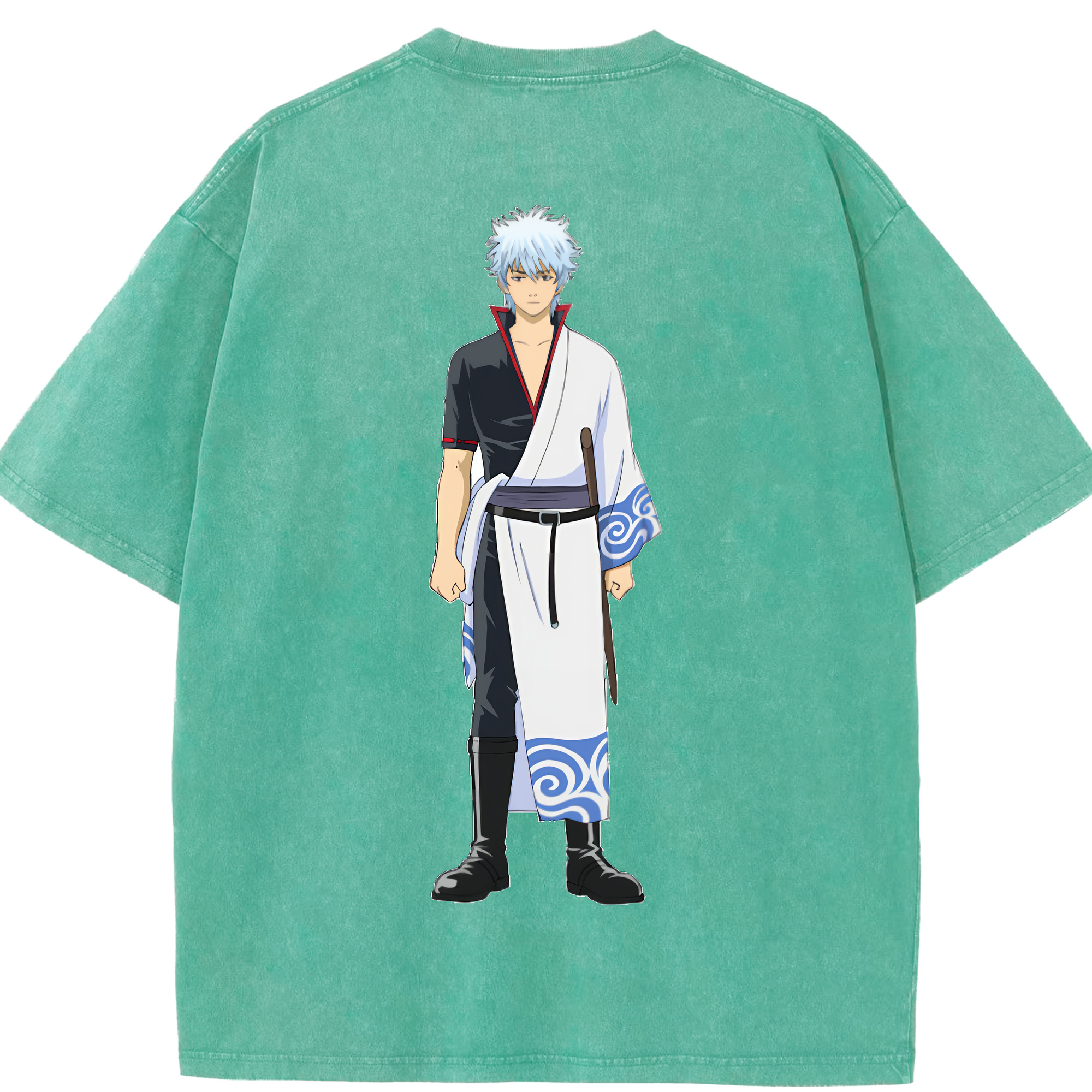 （画像用） ぎんたま 坂田銀時（さかたぎんとき） 神楽 志村新八（しむら しんぱち） GINTAMA Sakata Gintoki Kagura Shimura Shinpachi 綿100% ヴィンテージ風 半袖Tシャツ（背面プリント）